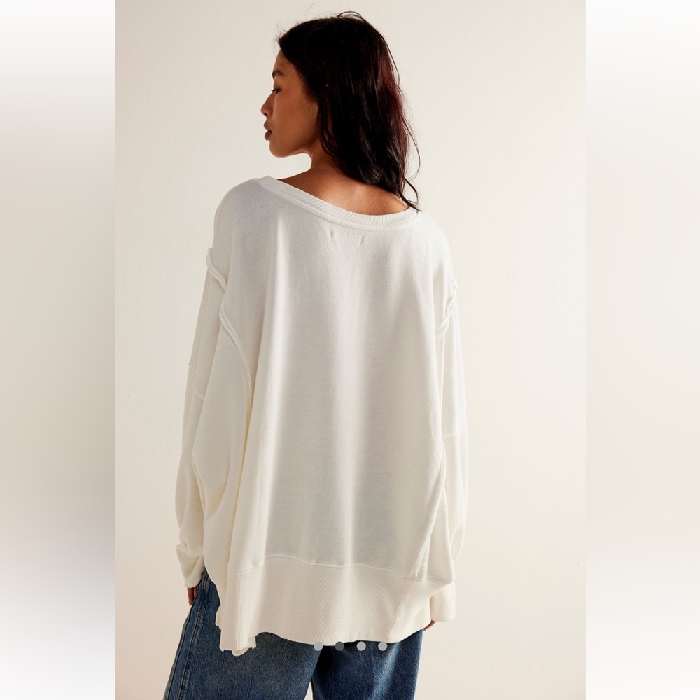 Free People White and Blue Graphic Sweatshirt - Picture 2 of 4